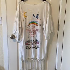 “We can dance if we want to” embroidered kimono